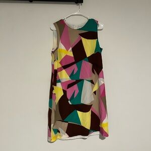 Missoni Geometric Print Sleeveless Mini Dress in Pink, Teal, Yellow & Brown